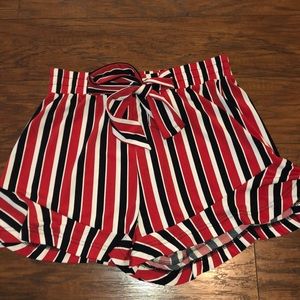 Dressy Striped Shorts With Tie